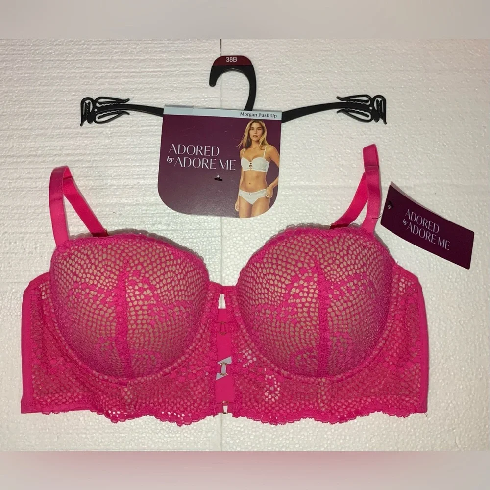Women’s Morgan Natural Lift Lace Push Up Bra Adored by Adore Me Pink 38B